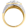 10K Yellow Gold Round Diamond Step Oval Tiered Pinky Ring 18mm Pave Band 2.50 CT