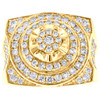 10K Yellow Gold Round Diamond Step Tier Circle Pinky Ring 20mm Pave Band 2.25 CT
