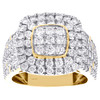 10K Yellow Gold Round Diamond Cluster Statement Pinky Ring 18mm Pave Band 3 CT.