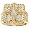 10K Yellow Gold Round Diamond Statement Cluster Pinky Ring 20mm Pave Band 2 CT.