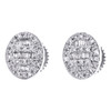 10K White Gold Round & Baguette Diamond Oval Frame Earrings 8.50mm Stud 1/4 CT.