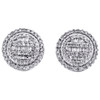 10K White Gold Round & Baguette Cut Diamond Circle Earrings 11mm Stud 1/2 CT.