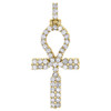 10K Yellow Gold Diamond 3D Ankh Cross Pendant 2" Mens Prong Set Charm 3.15 Ct.