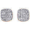 10K Rose Gold Round & Baguette Diamond Cushion Shape Earrings 9.25mm Stud 1/3 CT