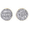 10K Yellow Gold Round & Baguette Cut Diamond Circle Earrings 8.50mm Stud 1/3 CT.