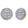 10K Yellow Gold Round & Baguette Cut Diamond Circle Earrings 11mm Stud 1/2 CT.