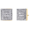 10K Yellow Gold Round & Baguette Diamond Square Frame Earrings 11mm Stud 1/2 CT.