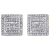 10K Yellow Gold Round & Baguette Diamond Square Frame Earrings 11mm Stud 1/2 CT.