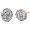 10K Yellow Gold Round & Baguette Diamond Oval Frame Earrings 11mm Stud 3/8 CT.