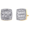 10K Yellow Gold Round & Baguette Diamond Round Square Edge Earrings Stud 1/2 CT.