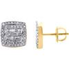 10K Yellow Gold Round & Baguette Diamond Round Square Edge Earrings Stud 1/2 CT.