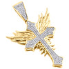 10K Yellow Gold Diamond Thorn Cross Religious Pendant 1.80" Pave Charm 1/2 CT.
