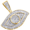 10K Yellow Gold Genuine Diamond Evil Eye of Ra Pendant 1.15" Pave Charm 5/8 CT.