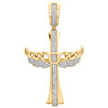 10K Yellow Gold Real Diamond Cuban Link Cross Pendant 2.15" Pave Charm 3/8 CT.