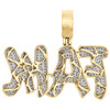 10K Yellow Gold Real Diamond FAM Statement FAMILY Pendant 1.30" Pave Charm 1 CT.