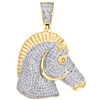 10K Yellow Gold Genuine Diamond Horse Head Pendant 1.50" Mens  Pave Charm 1 CT.