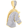 10K Yellow Gold Genuine Diamond Horse Head Pendant 1.50" Mens  Pave Charm 1 CT.