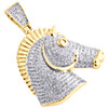 10K Yellow Gold Genuine Diamond Horse Head Pendant 1.50" Mens  Pave Charm 1 CT.
