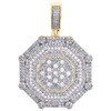 10K Yellow Gold Diamond Octagon Frame Medallion Pendant 2.10" Pave Charm 3.87 CT