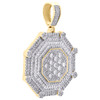 10K Yellow Gold Diamond Octagon Frame Medallion Pendant 2.10" Pave Charm 3.87 CT