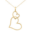 10K Yellow Gold Diamond Stacked Love & Hearts Pendant 1.25" Pave Charm 1/4 CT.