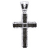 Mens Sterling Silver Black Diamond Statement Cross Pendant 3.15" Charm 1.39 CT.