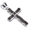 Mens Sterling Silver Black Diamond Statement Cross Pendant 3.15" Charm 1.39 CT.