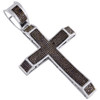 Sterling Silver Real Black Diamond Cross Pendant 3.30" Mens Pave Charm 1.81 CT.