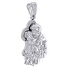 Sterling Silver Real Diamond Baby Jesus Statement Pendant 2" Pave Charm 1/6 CT.