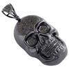 Sterling Silver Real Black Diamond Skull Head Pendant 3" Mens Pave Charm 2.15 CT