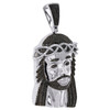 Sterling Silver Real Black Diamond Jesus Face Pendant 2.50" Mens Pave Charm 1 CT