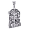 Sterling Silver Real Black Diamond Jesus Face Pendant 2.50" Mens Pave Charm 1 CT