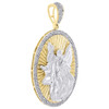 10K Yellow Gold Diamond 3D Guardian Angel Pendant Oval Mens Pave Charm 0.50 Ct.