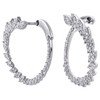 14K White Gold Real Diamond Fancy Hoop Graduating Pave Set 28mm Earrings 1.50 CT