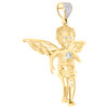 10K Yellow Gold Diamond Full Angel Body Pendant 1.90" Mens Pave Charm 1/5 CT.