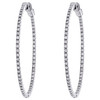 14K White Gold Prong Set Round Diamond Hoop In & Out 42mm Ladies Earrings 7/8 CT