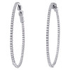 14K White Gold Prong Set Round Diamond Hoop In & Out 56mm Large Earrings 3.33 CT