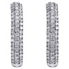 14K White Gold Pave Set Round Diamond Hoop In & Out 27mm Huggie Earrings 2.87 CT