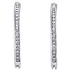 14K White Gold Pave Set Round Diamond Hoop In & Out 37mm Ladies Earrings 1 CT.