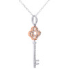 14K Multi Tone Gold Diamond Key Lock Statement Pendant 1.25" Pave Charm 1/7 CT.