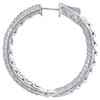 14K White Gold Round Diamond Hoop In & Out 27mm Pave Set Huggie Earrings 5 CT.