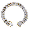 10K Yellow Gold Diamond Solid Miami Cuban Link 15mm Prong Set Bracelet 21.62 CT.