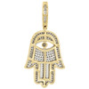 10K Yellow Gold Diamond Hand of Fatima Hamsa Amulet Pendant 1.50" Charm 0.45 CT.