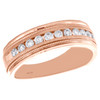 10K Rose Gold Round Diamond Wedding Band Milgrain Channel Set 7mm Ring 1 /2 CT.