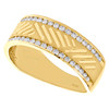 10K Yellow Gold Round Diamond Wedding Band Channel Set 8mm Textured Ring 1/2 CT.