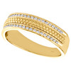 14K Yellow Gold Channel Set Round Diamond Wedding Band 6mm Hammered Ring 1/3 CT.