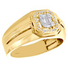 14K Yellow Gold Baguette Diamond Cluster Wedding Band 12mm Statement Ring 1/2 CT