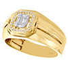 14K Yellow Gold Baguette Diamond Cluster Wedding Band 12mm Statement Ring 1/2 CT