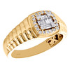 14K Yellow Gold Baguette Diamond Step Shank Cluster Wedding Band Ring 1/3 CT.