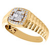 14K Yellow Gold Baguette Diamond Step Shank Cluster Wedding Band Ring 1/3 CT.